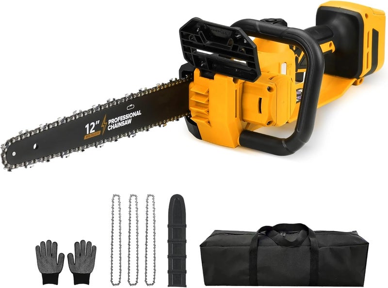 FXAFXA Brushless Electric Chainsaw 12" Cordless Tool Only for Dewalt 20V/60V Battery with Auto Oiler & Security Lock, for Tree Trimming and Branch Wood Cutting (Tool Only) (for DeWalt 20v Battery) - Image 1